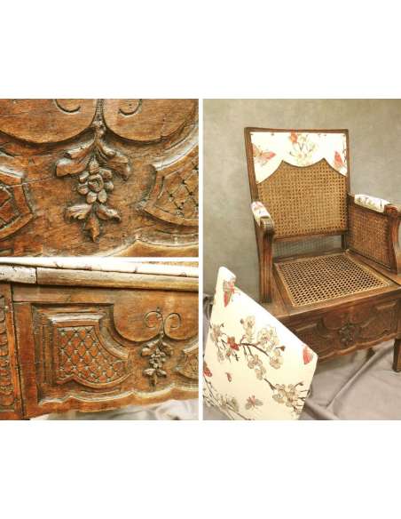 Chaise d'Aisance Cannée, dite chaise percée ,Epoque Louis XVI - chaises - tabourets-Bozaart