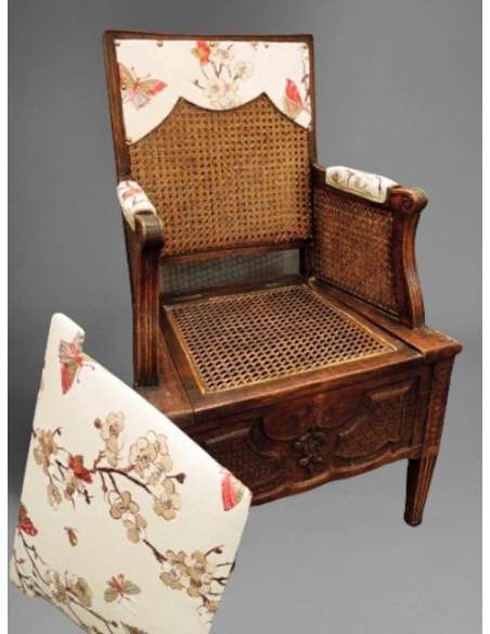 Chaise d'Aisance Cannée, dite chaise percée ,Epoque Louis XVI - chaises - tabourets-Bozaart