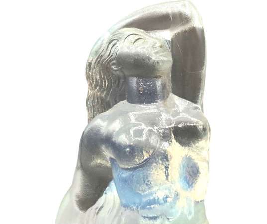 Glass sculpture, signed SABINO. "Woman awakening" - vases and glass objects