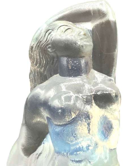 Sculpture en verre ,signée SABINO. "Femme à l'éveil" - vases et objets en verre-Bozaart