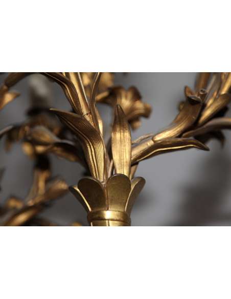 Paire De Torchères En Bronze Doré Et Patine Brune d'Origine d'époque 19ème - Chandeliers-Candélabres-Bozaart