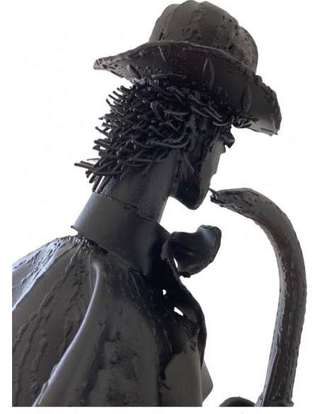 Sculptures En Fer De L’artiste Jean Alexandre Delattre L’homme aux Fleurs Et L’homme Au Saxo. - sculptures autres matériaux-Bozaart
