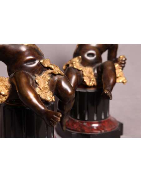 Paire De Bacchus En Bronze d'époque 19ème - Objets de Décoration-Bozaart