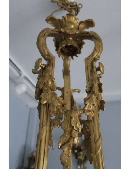 Gros Lustre En Bronze Doré 19ème - Plafonniers et suspensions-Bozaart