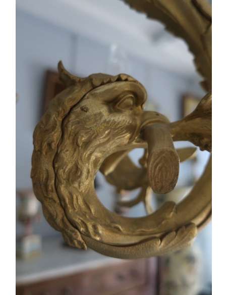 Gros Lustre En Bronze Doré 19ème - Plafonniers et suspensions-Bozaart