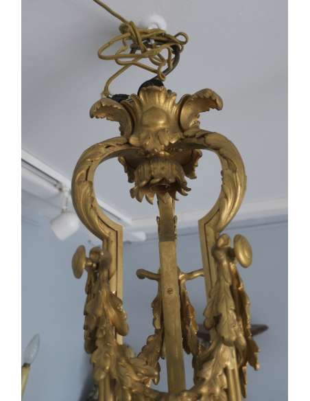 Large Gilded Bronze Chandelier 19th century - Ceiling lights and suspensions-Bozaart