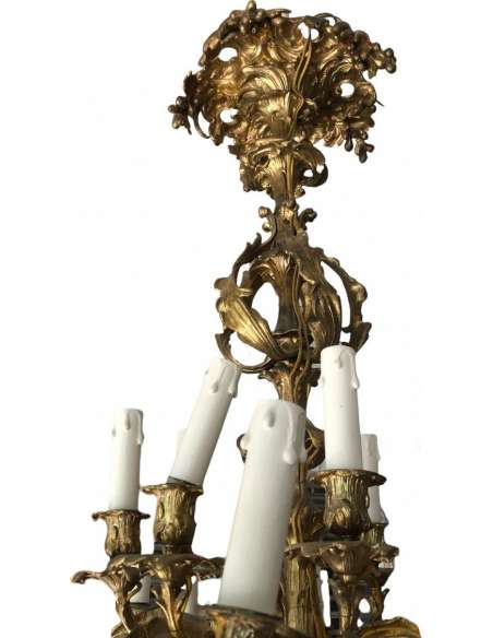 Important Gilded Bronze Chandelier From The 19th Napoleon III Period - chandeliers-Bozaart