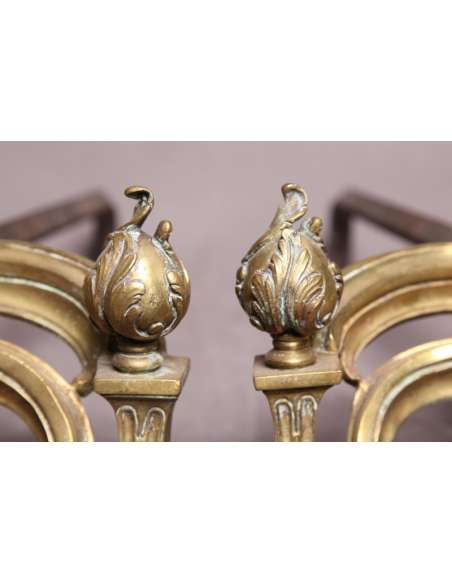 Paire De Chenets anciens En Bronze d'époque 19ème Napoléon III - chenets, accessoires de cheminée-Bozaart