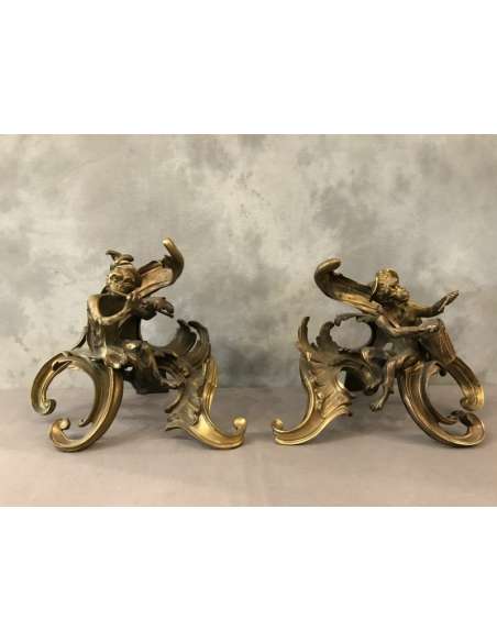 Antique Bronze Monkey Kennels from the 19th century - kennels, fireplace accessories-Bozaart