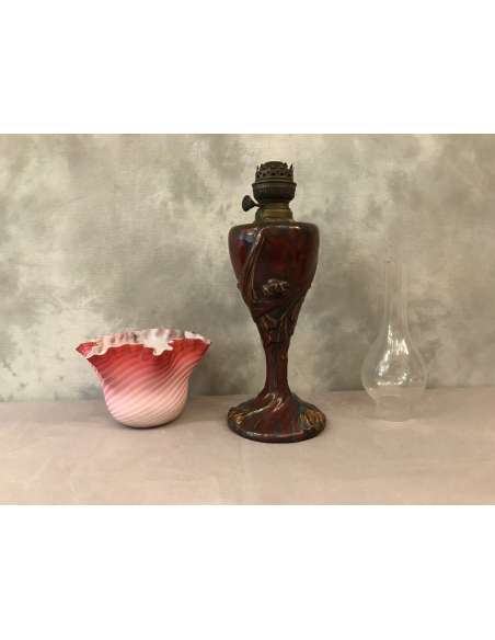 Art Nouveau Ceramic Kerosene Lamp ( Pierre- Adrien Dalpayrat, Maurice Dufrène) - kerosene lamps-Bozaart