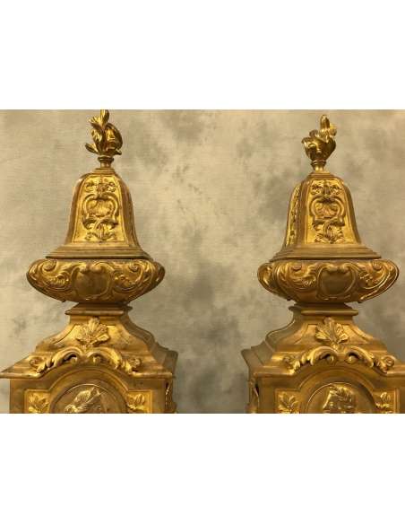 Beaux Chenets D’époque Louis XIV 17ème - chenets, accessoires de cheminée-Bozaart