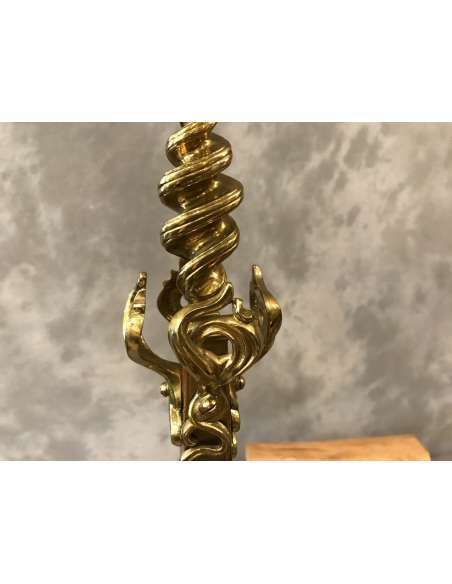 Paire De Chenets En Bronze Art Nouveau dans le goût de GUIMARD - chenets, accessoires de cheminée-Bozaart
