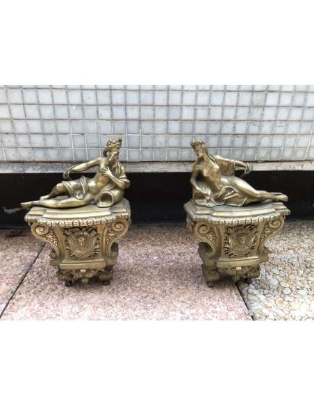 Bronze Chenets From The 18th Regency period - chenets, fireplace accessories-Bozaart