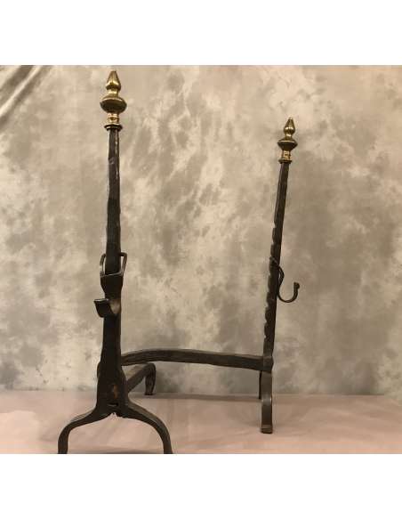 Paire De Chenets En Fer D’époque 17ème - chenets, accessoires de cheminée-Bozaart