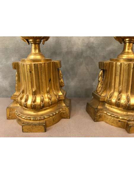 Antique Bronze Chenets from the 18th century - chenets, fireplace accessories-Bozaart