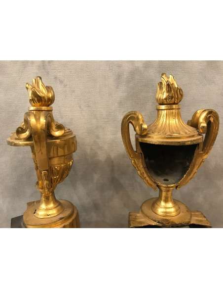 Antique Bronze Chenets from the 18th century - chenets, fireplace accessories-Bozaart