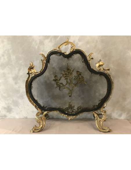 Louis XV Bronze Fireplace Screen From the 19th century - chenets, fireplace accessories-Bozaart
