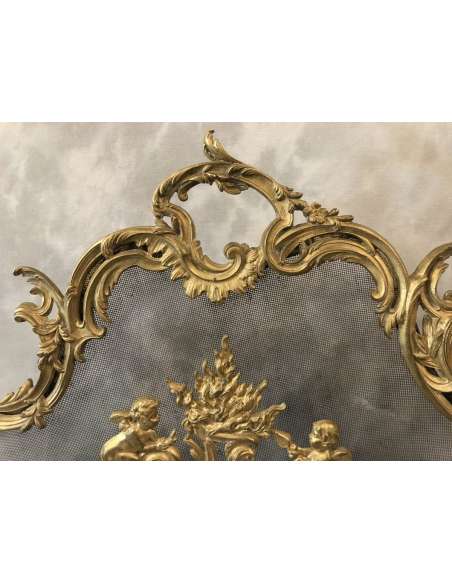 Louis XV Bronze Fireplace Screen From the 19th century - chenets, fireplace accessories-Bozaart