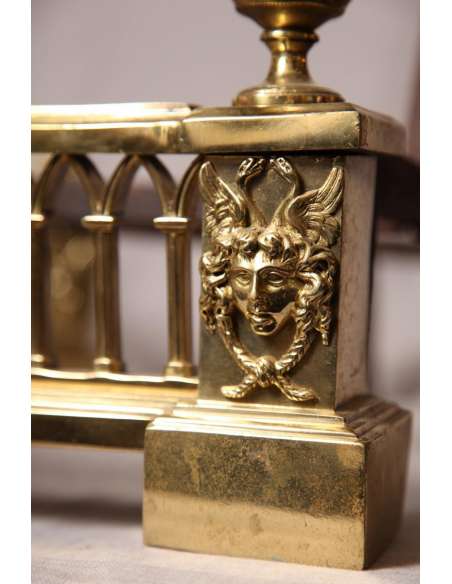 Paire De Chenets ancien En Bronze d'époque 18ème - chenets, accessoires de cheminée-Bozaart