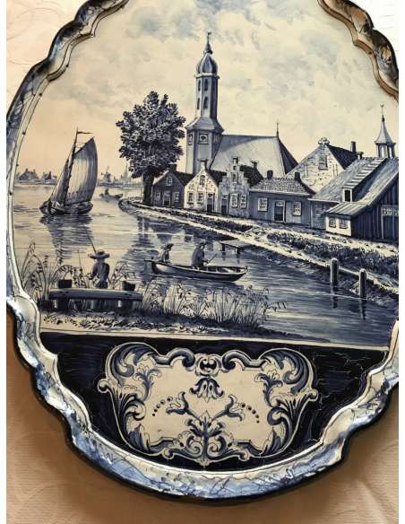 Plaque Décorative En Faïence De Delft D’époque 19ème - Objets décoratifs ,vases en faïence-Bozaart