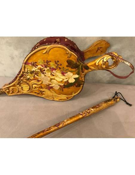 Delightful Fireplace Set With A Large Bellows And A Matching 19th Century Broom - chenets, fireplace accessories-Bozaart