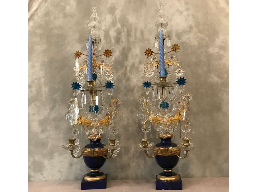 Pair Of 19th Century Girandoles - Candlesticks-Candelabra