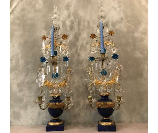 Pair Of 19th Century Girandoles - Candlesticks-Candelabra