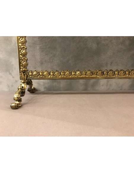 Ecran De Cheminée En Laiton d'époque 19ème Louis XVI Napoléon III - chenets, accessoires de cheminée-Bozaart