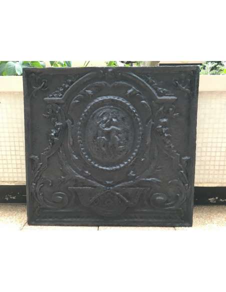 Large Old Cast Iron Fireplace Plate From The 18th Century - fireplace plates-Bozaart