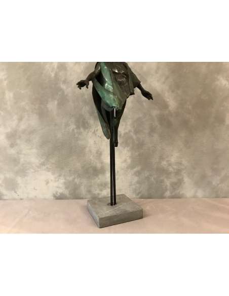 Bronze Sculpture By Jan Praet On Marble Base - Ancient Bronzes-Bozaart