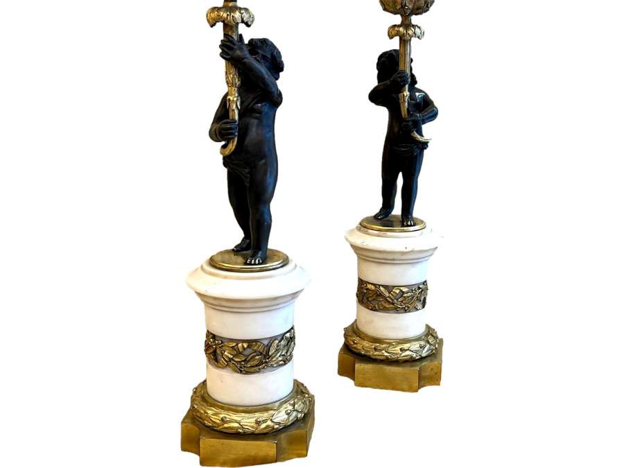 Pair of candelabras in the Louis XVI style + Napoleon III period
