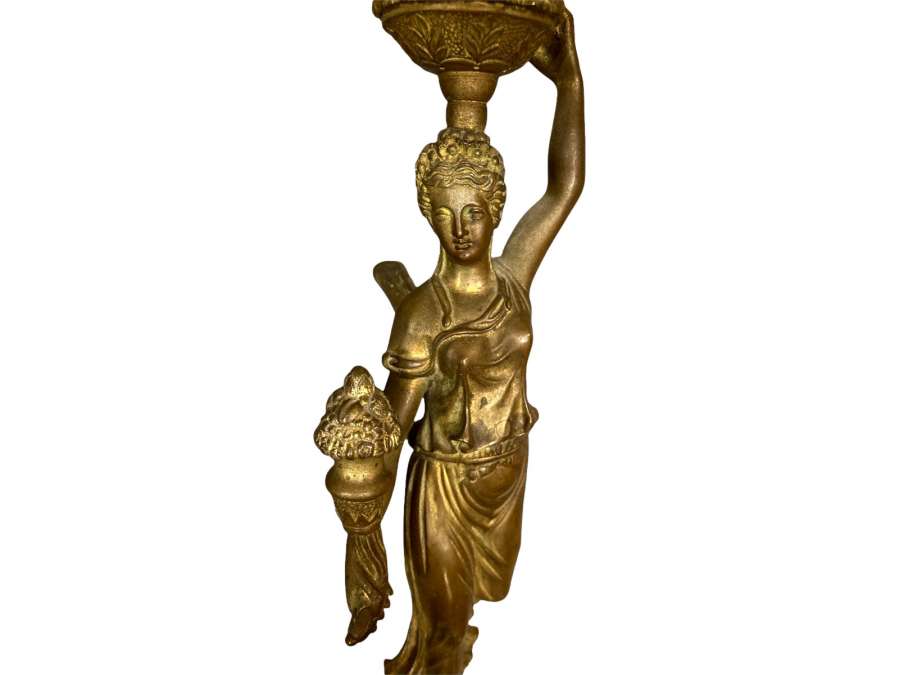 Lamp with gilded bronze fame + Late 19th century