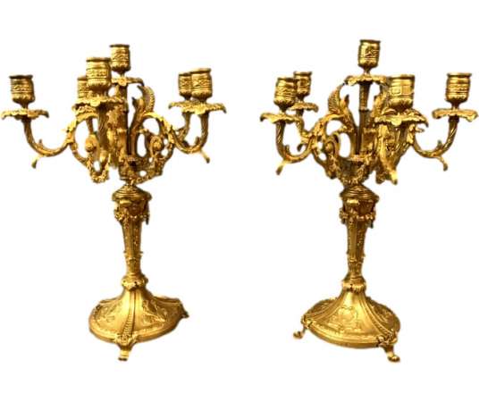 Pair Of Napoleon III period Candelabra - Candlesticks-Candelabra