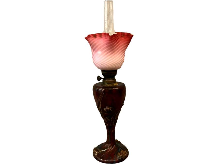 Art Nouveau Ceramic Kerosene Lamp ( Pierre- Adrien Dalpayrat, Maurice Dufrène) - kerosene lamps