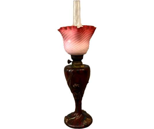 Lampe à Pétrole En Céramique Art Nouveau ( Pierre- Adrien Dalpayrat, Maurice Dufrène) - lampes à pétrole