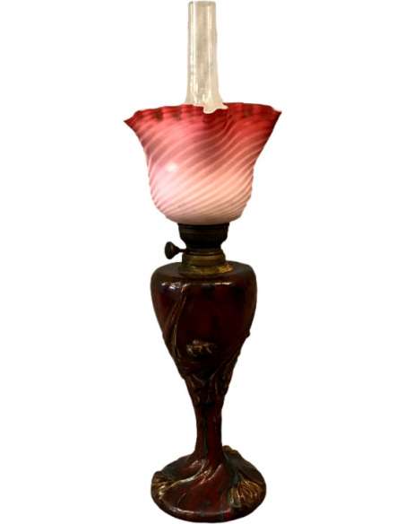 Lampe à Pétrole En Céramique Art Nouveau ( Pierre- Adrien Dalpayrat, Maurice Dufrène) - lampes à pétrole-Bozaart