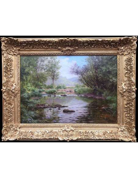 His René French Painting Early Twentieth Century River In The Undergrowth Oil On Canvas Signed - Landscape Paintings-Bozaart