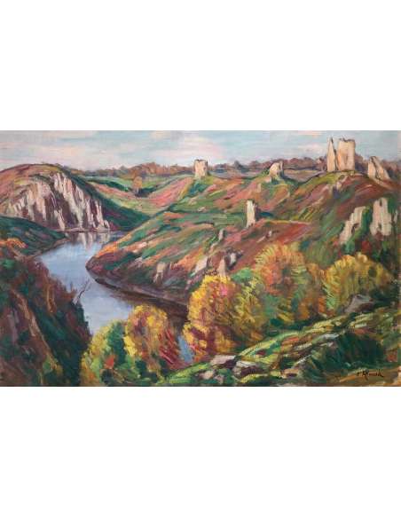 Eugène Alluaud View Of The Ruins Of Crozant French School 20th Century Signed Oil - Landscape Paintings-Bozaart