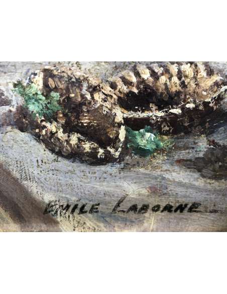 Laborne Emile Paris, The Flower Market And The Concierge Signed Oil - Paintings genre scenes-Bozaart