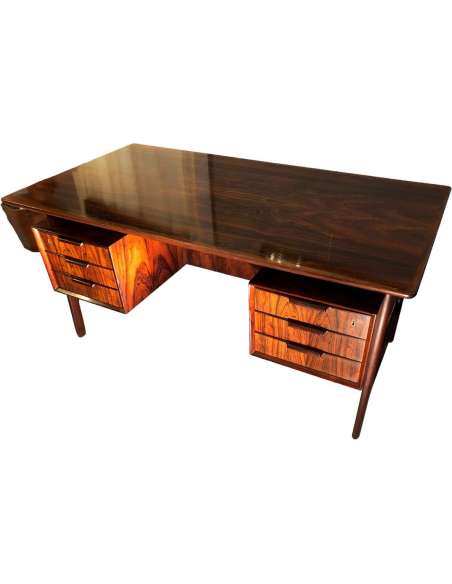 Rosewood Directional Desk, Model 75 Manufacture Omann Jun Denmark - Desks-Bozaart