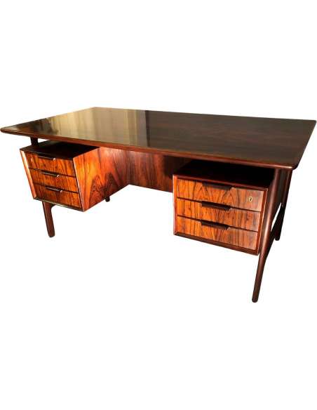 Rosewood Directional Desk, Model 75 Manufacture Omann Jun Denmark - Desks-Bozaart