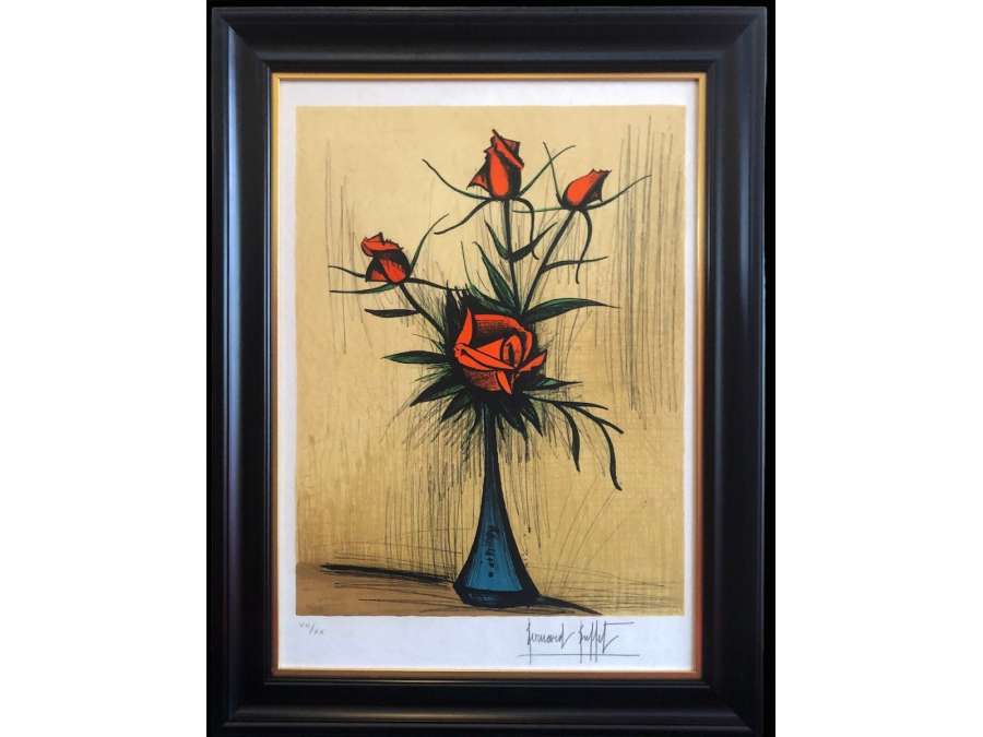 Buffet Bernard The Red Roses Lithograph Justified Colors - lithographs