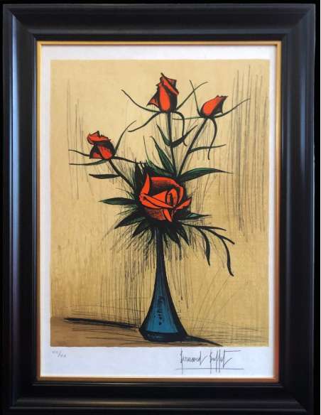 Buffet Bernard The Red Roses Lithograph Justified Colors - lithographs-Bozaart