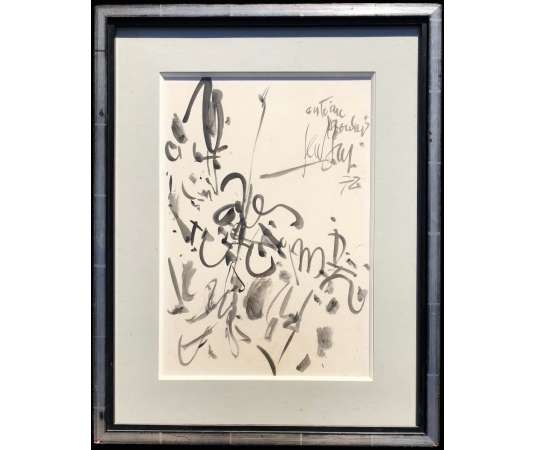 Gen Paul The Violinist Drawing In Indian Ink And Watercolor On Paper Signed Dated 72 And Dedicated - drawings