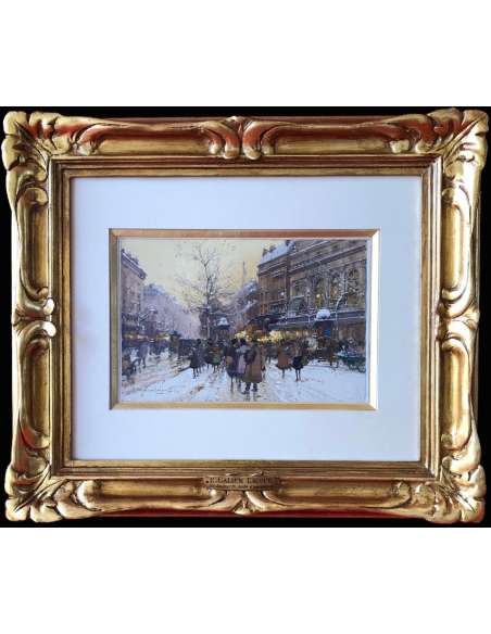 Galien Laloue Tableau 20è Paris Animation Théâtre Du Gymnase Grands Boulevards Gouache Signée - Gouaches-Bozaart