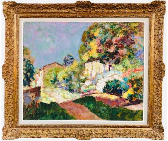 Charreton Victor French School 20th Century Sun in Cavalaire Signed Oil - Landscape Paintings