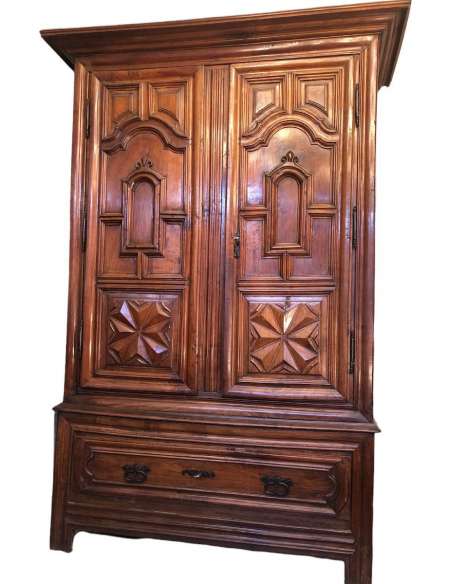 17th Century Cherry Trouser Wardrobe Opening With Two Doors And A Large Drawer - cabinets-Bozaart