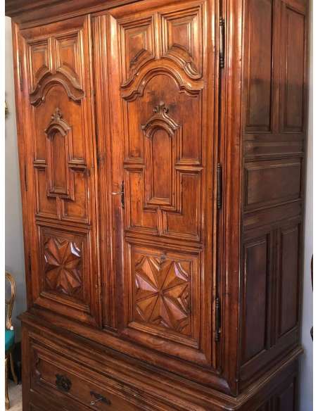 17th Century Cherry Trouser Wardrobe Opening With Two Doors And A Large Drawer - cabinets-Bozaart