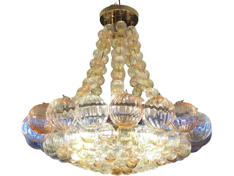 Murano / Veronese Chandelier Saucer With Metal Frame Decorated With Blown Glass Balls