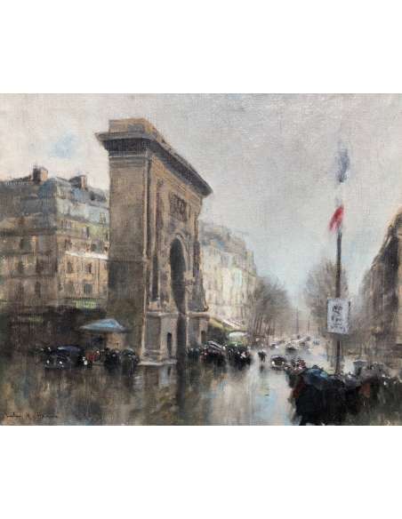 Herve Jules Tableau Impressionniste 20è Paris Porte St Martin Grands Boulevardshuiletoilesignée - Tableaux paysages-Bozaart